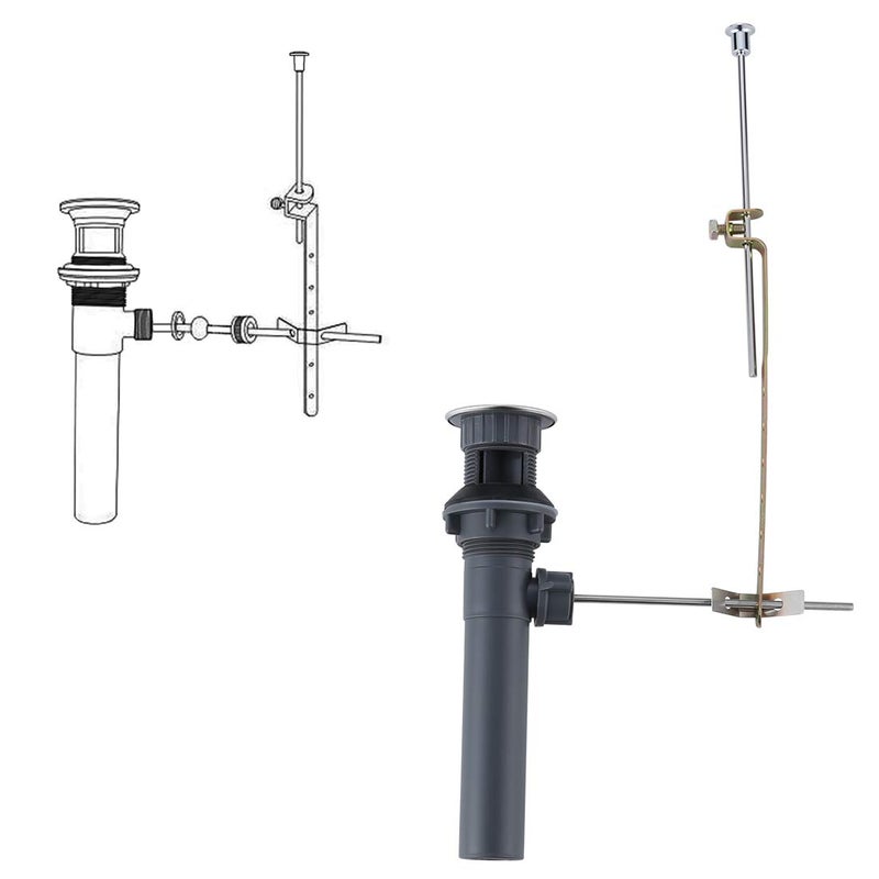 WOWOW Pop Up Drain Assembly with Lift Rod and Overflow Drain Stopper Assembly for Bathroom Faucet,Chrome - Image 3